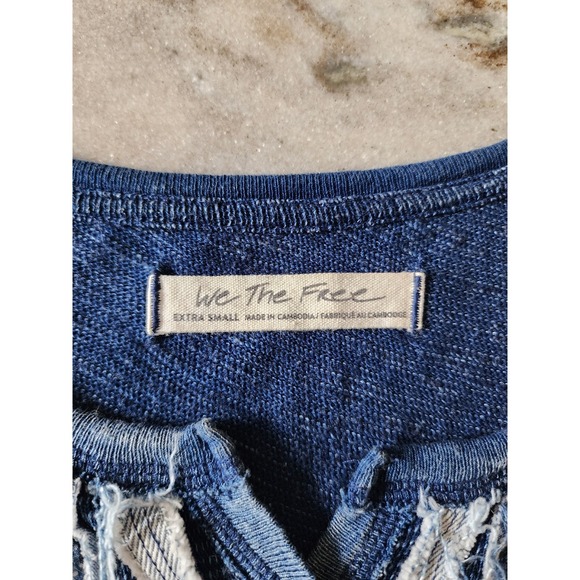 We The Free People Harvey Muscle Tunic Tank Top Indigo Blue Womens Boho Boxy - Picture 7 of 12